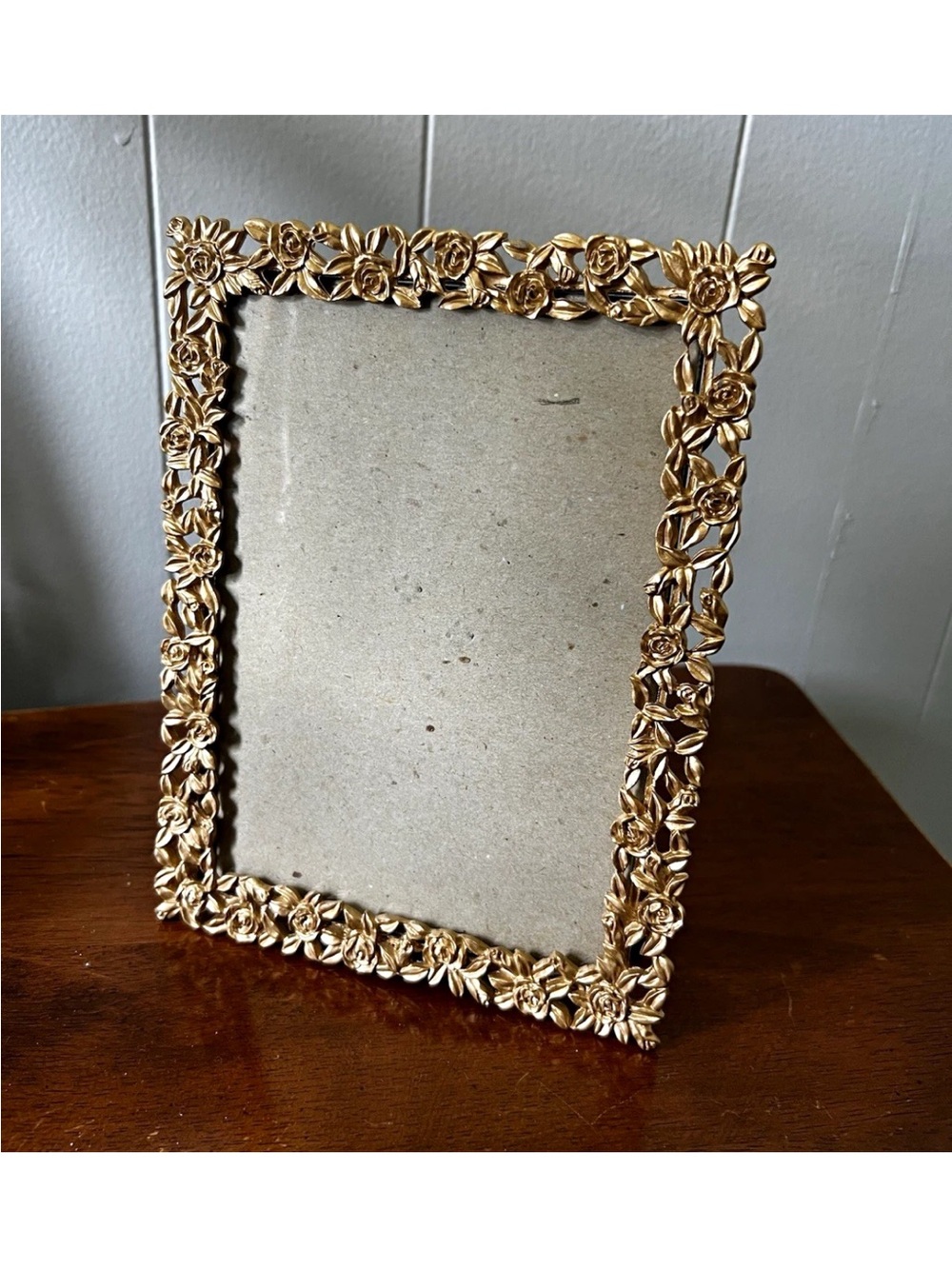 Vintage Gold Tone Ornate Floral Picture Frame 8x6 Rose Flower Embossed Decor
